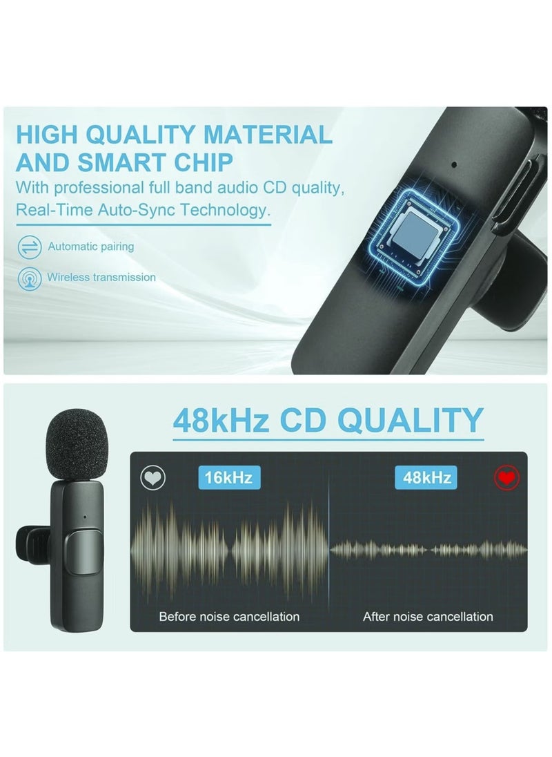 Wireless Lavalier Microphone for iPhone, iPad Black