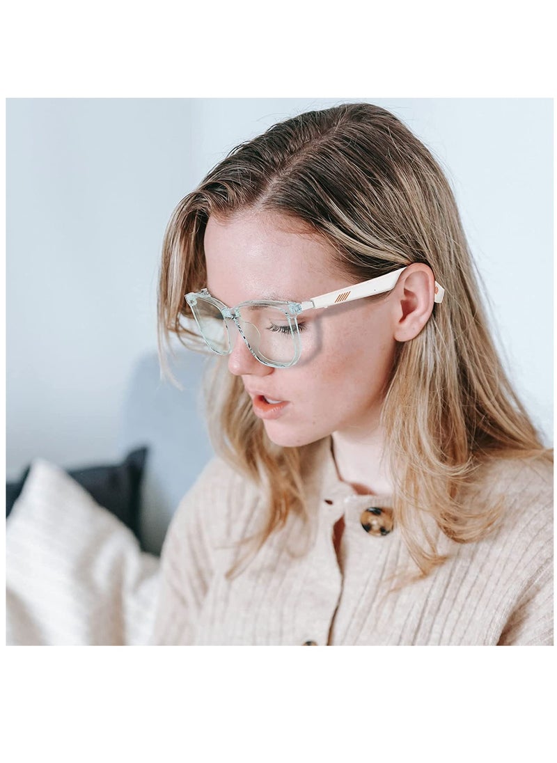 Bluetooth Audio Glasses with Microphone, Anti-Blue Light Lenses, Open Ear Speakers, Perfect for Gaming, Meetings, Travel, and Driving.