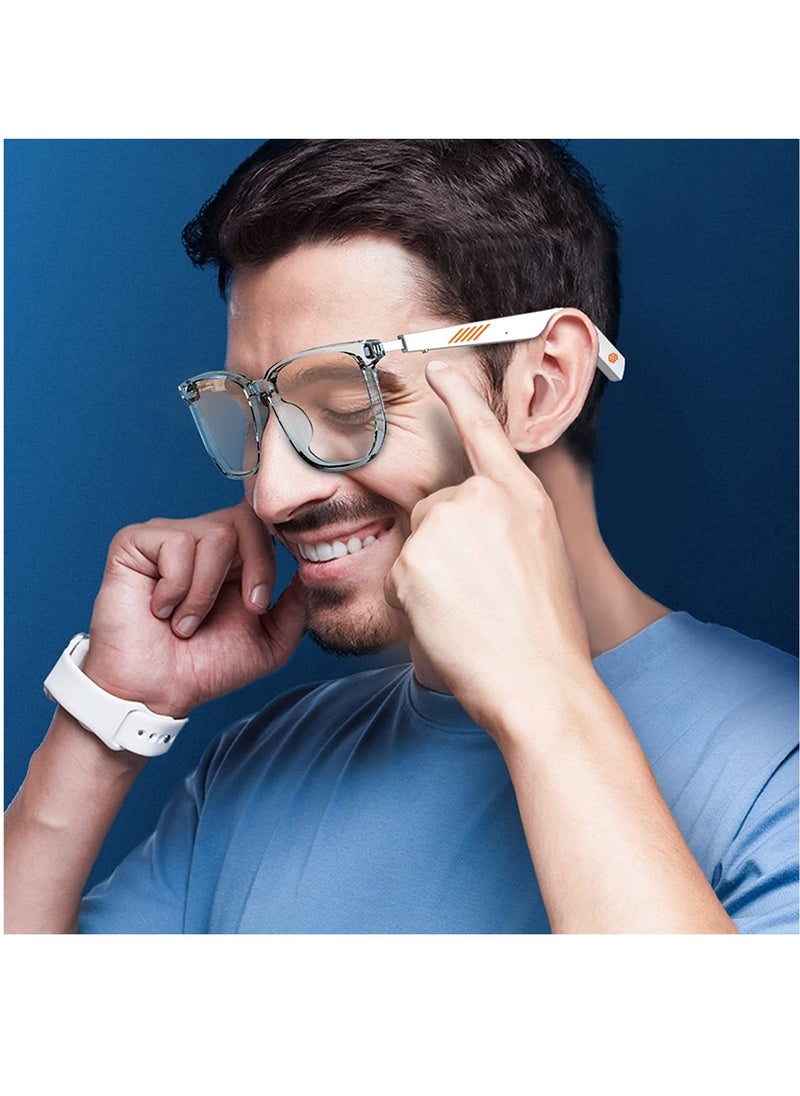 Bluetooth Audio Glasses with Microphone, Anti-Blue Light Lenses, Open Ear Speakers, Perfect for Gaming, Meetings, Travel, and Driving.