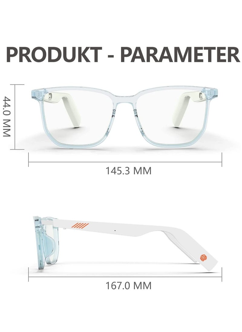 Bluetooth Audio Glasses with Microphone, Anti-Blue Light Lenses, Open Ear Speakers, Perfect for Gaming, Meetings, Travel, and Driving.