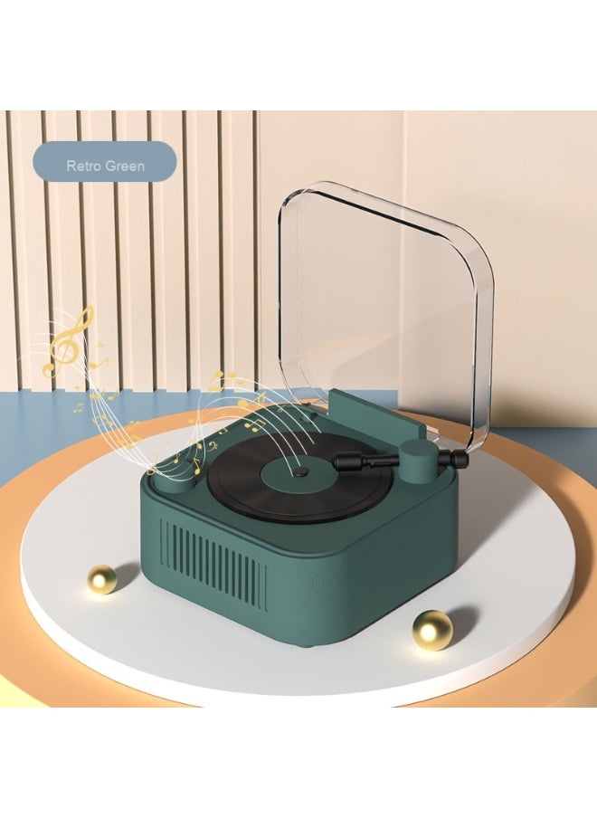 Retro Turntable Wireless Bluetooth Speaker Portable Card Mini Record Player Desktop Creative Decoration