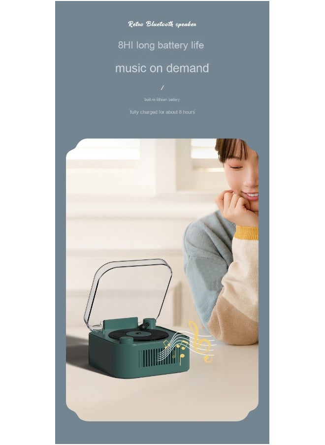 Retro Turntable Wireless Bluetooth Speaker Portable Card Mini Record Player Desktop Creative Decoration