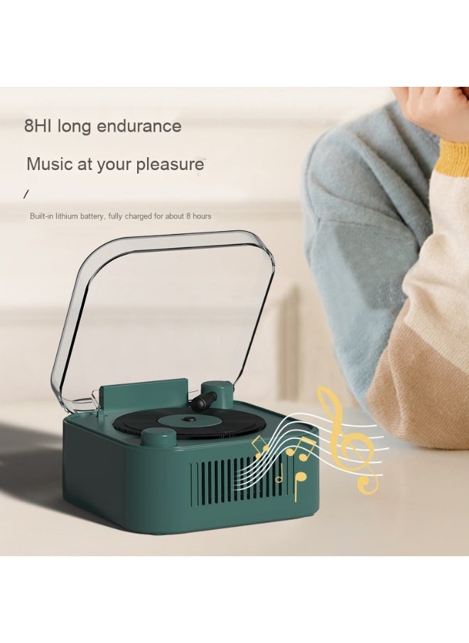 Retro Turntable Wireless Bluetooth Speaker Portable Card Mini Record Player Desktop Creative Decoration
