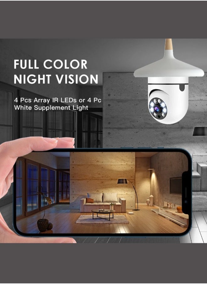 (Pack of 4) Light Bulb Security Camera Outdoor 2.4G WiFi HD 1080P Wireless Motion Auto Tracking 2 Way Audio CCTV camera
