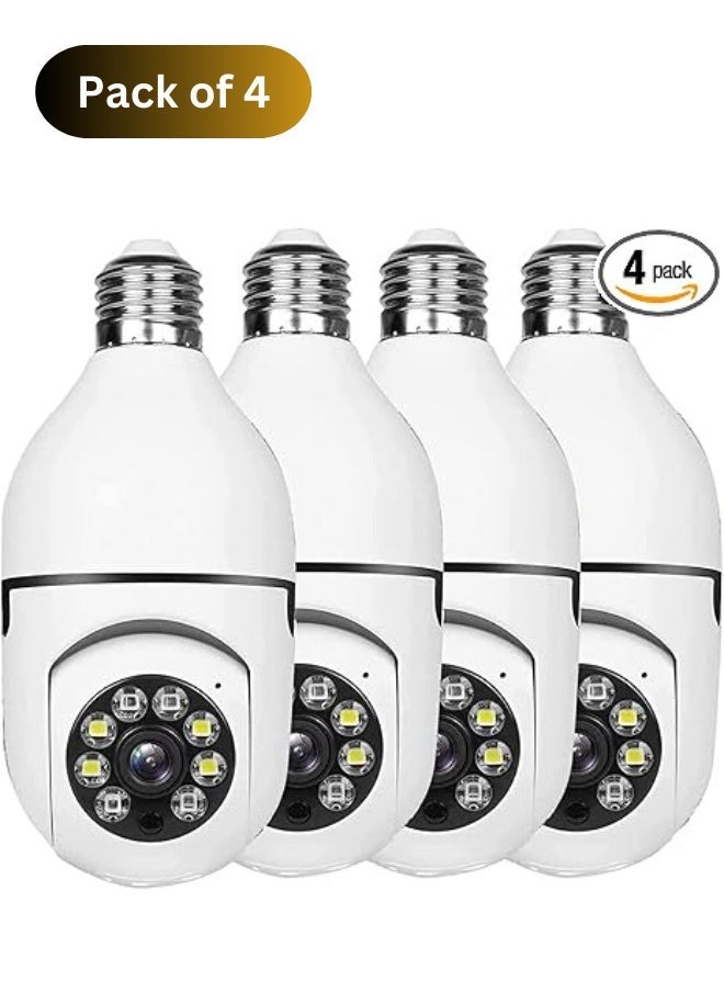 (Pack of 4) Light Bulb Security Camera Outdoor 2.4G WiFi HD 1080P Wireless Motion Auto Tracking 2 Way Audio CCTV camera