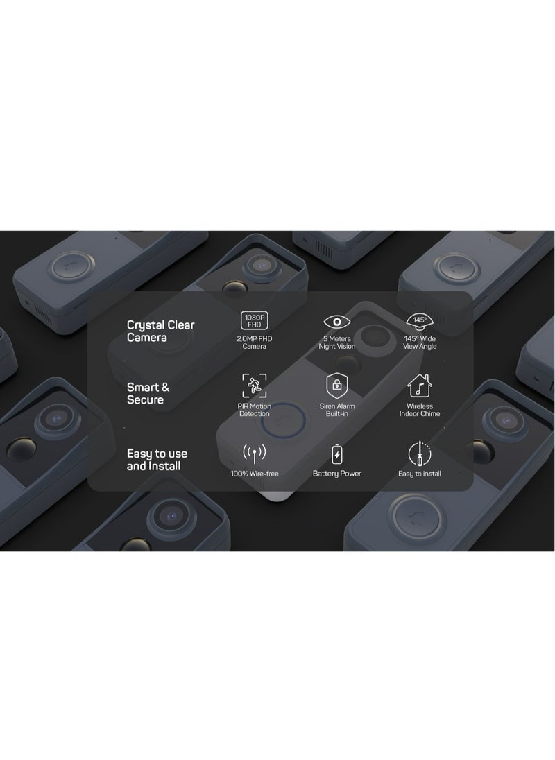 Smart Wireless Doorbell with Real-Time Video, Two-Way Audio, Motion Alerts & Easy App Control – Weatherproof & WiFi Enabled