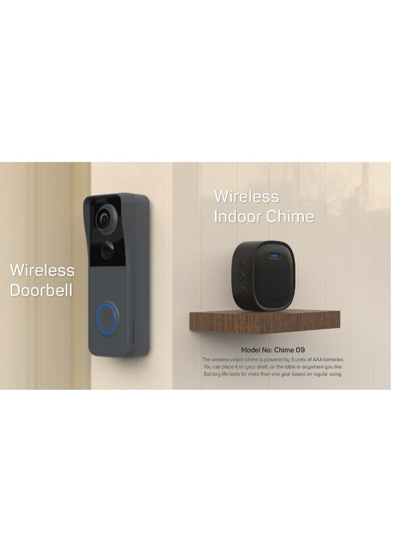 Smart Wireless Doorbell with Real-Time Video, Two-Way Audio, Motion Alerts & Easy App Control – Weatherproof & WiFi Enabled