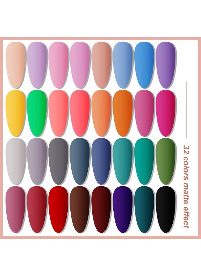 Gel Nail Polish Kit with U V Light 32 Color Soak OFF Gel Nail Kit Base&Top Coat Gel Polish for DIY Manicure Lovers
