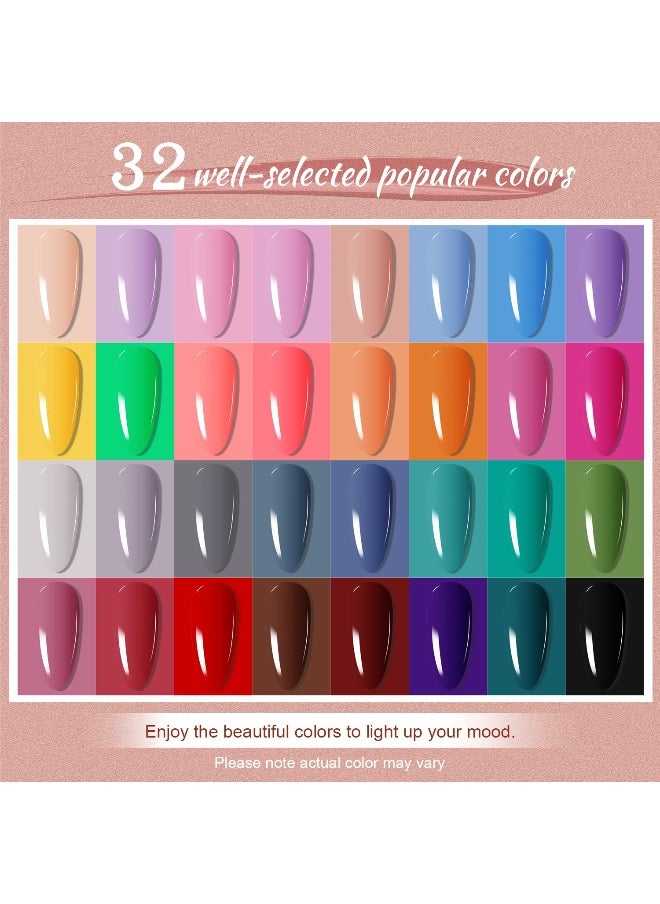 Gel Nail Polish Kit with U V Light 32 Color Soak OFF Gel Nail Kit Base&Top Coat Gel Polish for DIY Manicure Lovers