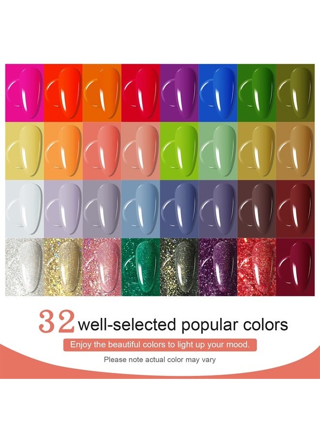 Gel Nail Polish Kit with UV Light 32 Colors Gel Polish Kit with Base Coat No Wipe & Matte Top Coat 150W LED Nail Lamp Starter Gel Nail Set Manicure Profession Salon Nail kit Tools