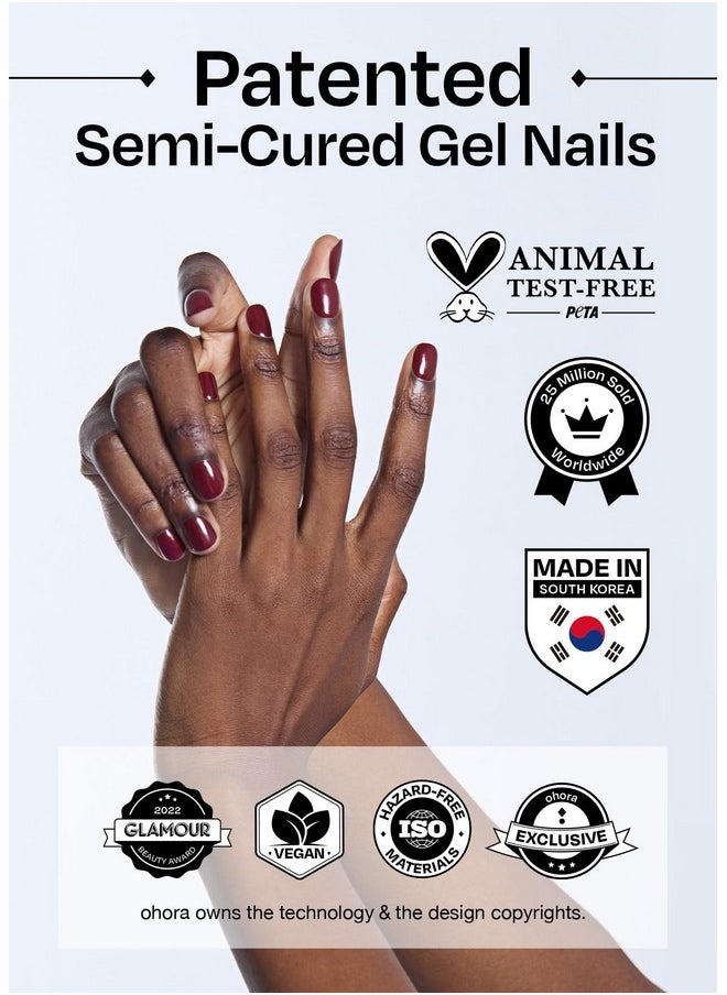 ohora Semi Cured Gel Nail Strips (N Blossom) - Nude, Ombre, Works with Any UV/LED Nail Lamps, Salon-Quality, Long Lasting, Easy to Apply & Remove - Includes 2 Prep Pads, Nail File & Wooden Stick