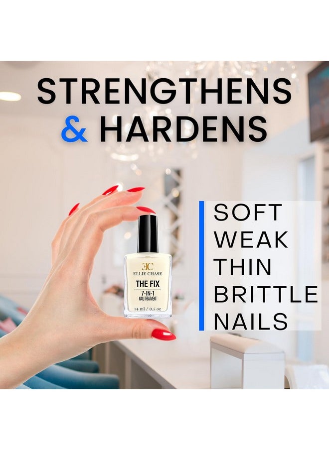 Ellie Chase 7 in 1 Nail Strengthener, Growth, Hardener, Repair Treatment Polish 0.5 OZ/Peptides/Vitamin E/Violet Extract/Oils/Amino Acid/Extra Hydration/Strength/Smoothing/Hardening/Protection/Shine