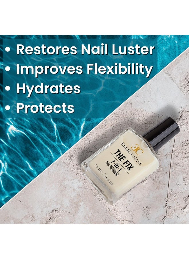 Ellie Chase 7 in 1 Nail Strengthener, Growth, Hardener, Repair Treatment Polish 0.5 OZ/Peptides/Vitamin E/Violet Extract/Oils/Amino Acid/Extra Hydration/Strength/Smoothing/Hardening/Protection/Shine