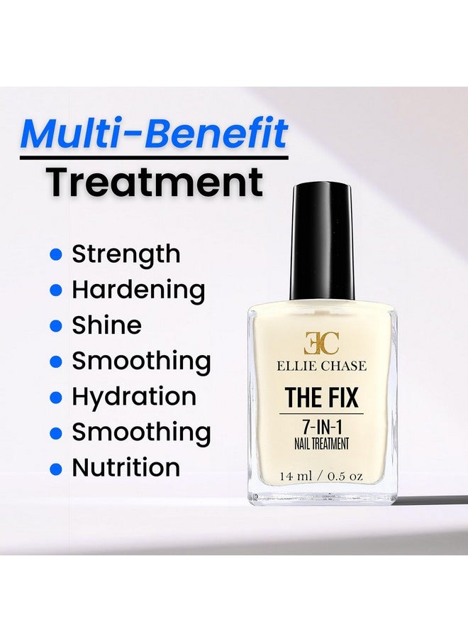 Ellie Chase 7 in 1 Nail Strengthener, Growth, Hardener, Repair Treatment Polish 0.5 OZ/Peptides/Vitamin E/Violet Extract/Oils/Amino Acid/Extra Hydration/Strength/Smoothing/Hardening/Protection/Shine