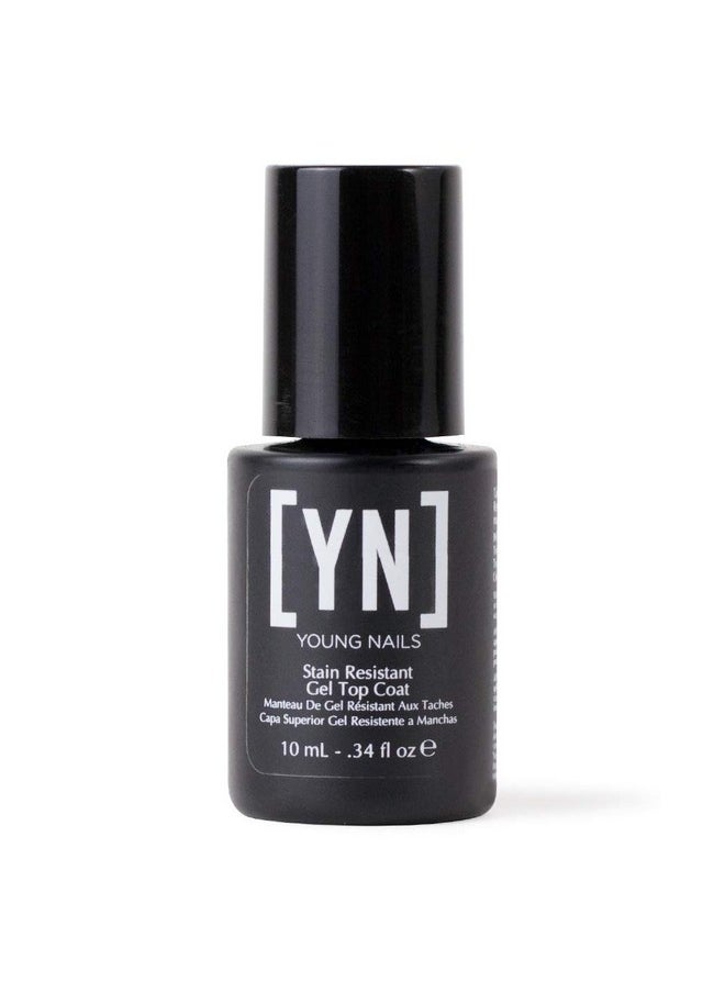 Young Nails Stain Resistant Gel Top Coat - Professional Grade Clear Gel Nail Polish Top Coat, No Wipe UV Gel Top Coat for Acrylic and Hard Gel Nails, Prevents Discoloration, UV & LED Cure - 1/3 oz