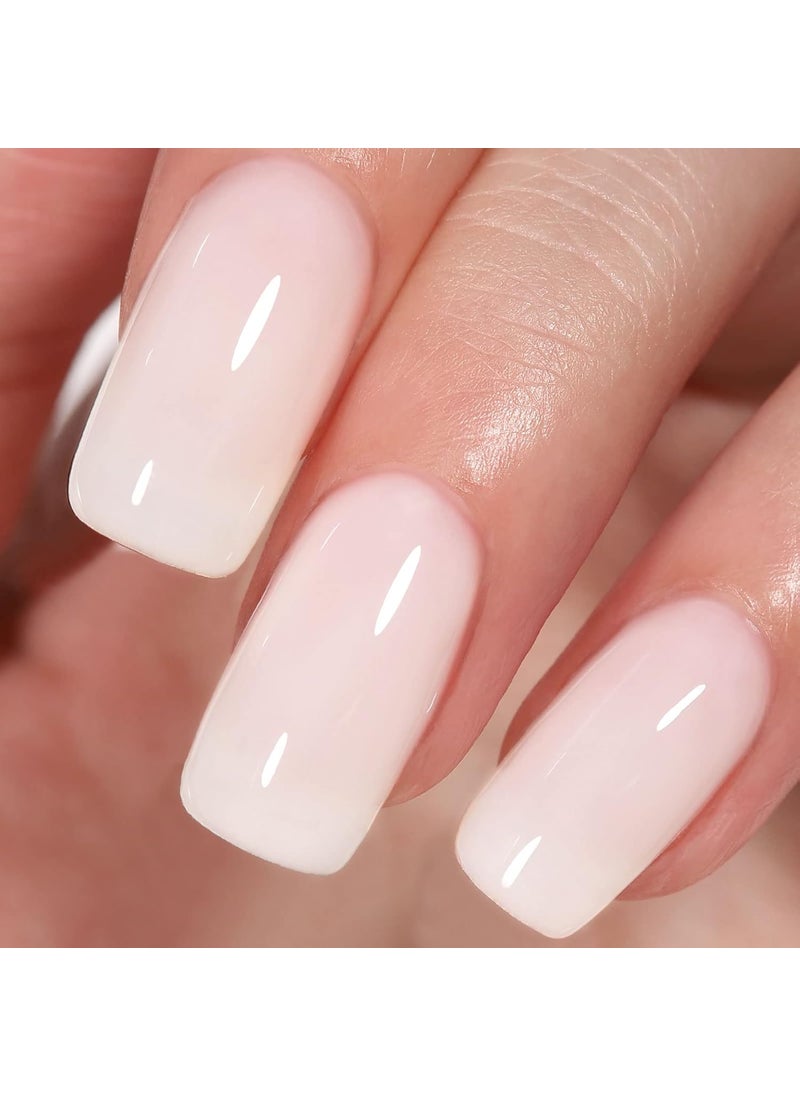 AILLSA Milky White Gel Nail Polish Nude Gel Polish Natural Color Translucent Jelly Gel Polish Soak Off U V Clear Coat Gel Neutral Nails for Winter Nail Art French Manicure at Home 0.51 Fl Oz /GB07
