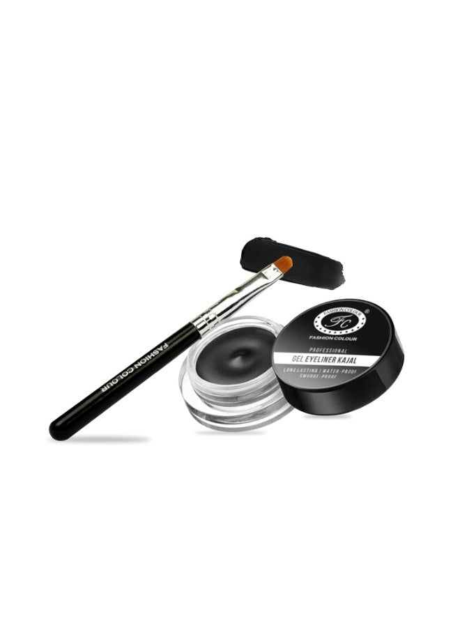 Professional Gel Eyeliner Kajal Long Lasting Waterproof Smudge-Proof Smooth Gliding 6g (Black)
