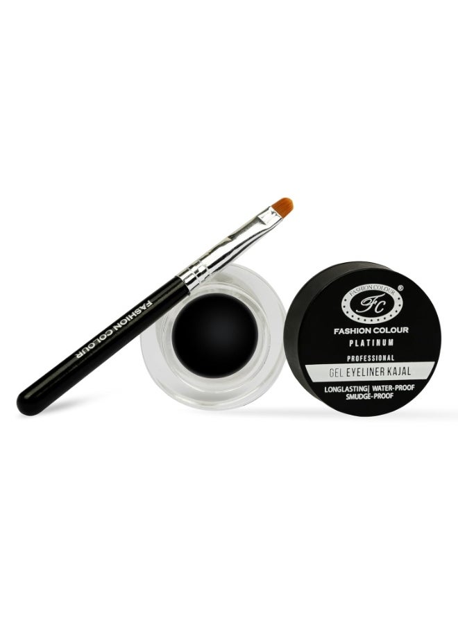 Professional Gel Eyeliner Kajal Long Lasting Waterproof Smudge-Proof Smooth Gliding 6g (Black)