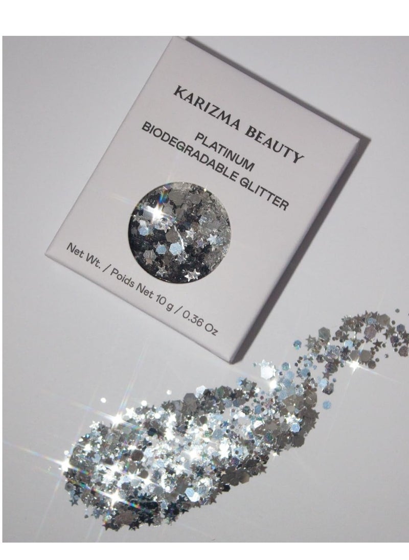Platinum Biodegradable Chunky Glitter // Karizma Beauty Silver Bio Glitter Eco Glitter Face Glitter Festival Chunky 10g