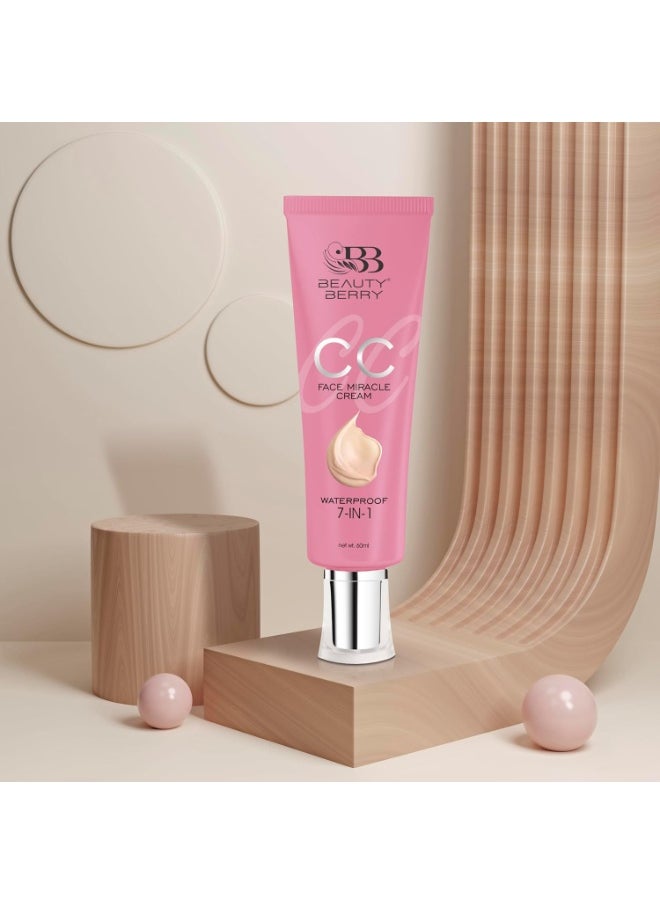 7 in 1 Face Miracle CC Cream Foundation Smooth Lightweight Blendable Waterproof Long Lasting Dewy Finish Anti Aging Face Makeup natural almonds