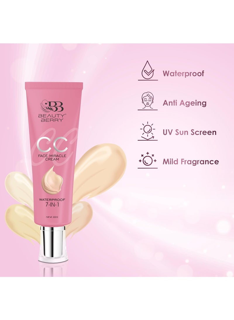 7 in 1 Face Miracle CC Cream Foundation Smooth Lightweight Blendable Waterproof Long Lasting Dewy Finish Anti Aging Face Makeup natural almonds