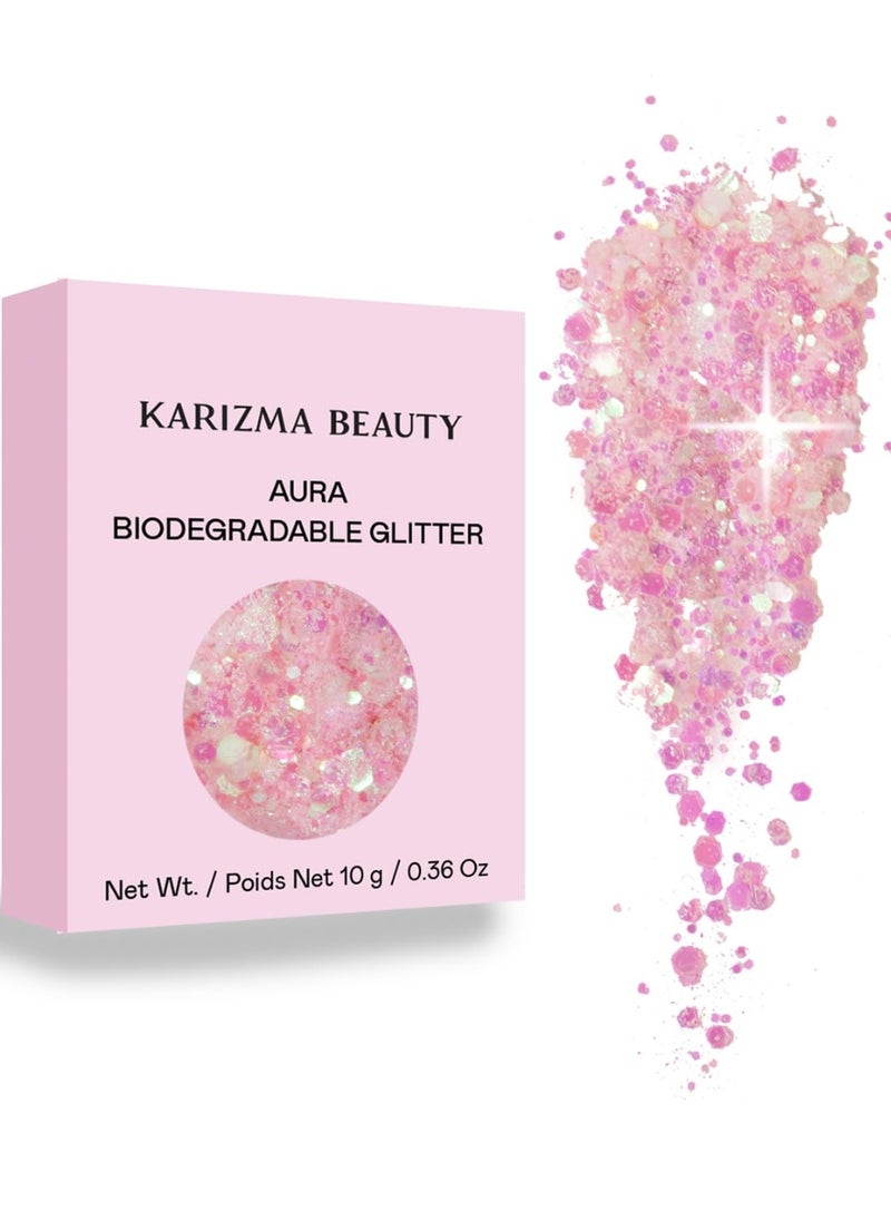 Aura Biodegradable Chunky Glitter // Karizma Beauty Bio Glitter Eco Glitter Face Glitter 10g