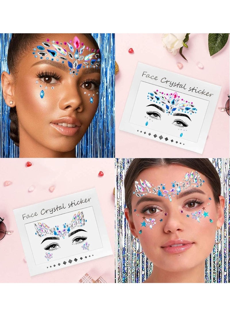 iMethod Face Jewels and Body Glitter - Face Gems, Mermaid Face Jewels Stick On, Holographic Cosmetic Face Glitter, for Festival Holiday Costumes & Halloween Alien Makeup, 12 Pcs