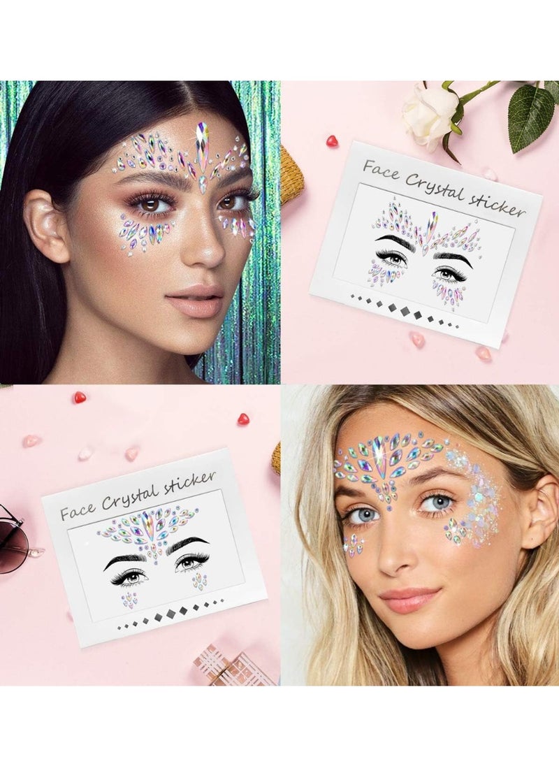 iMethod Face Jewels and Body Glitter - Face Gems, Mermaid Face Jewels Stick On, Holographic Cosmetic Face Glitter, for Festival Holiday Costumes & Halloween Alien Makeup, 12 Pcs