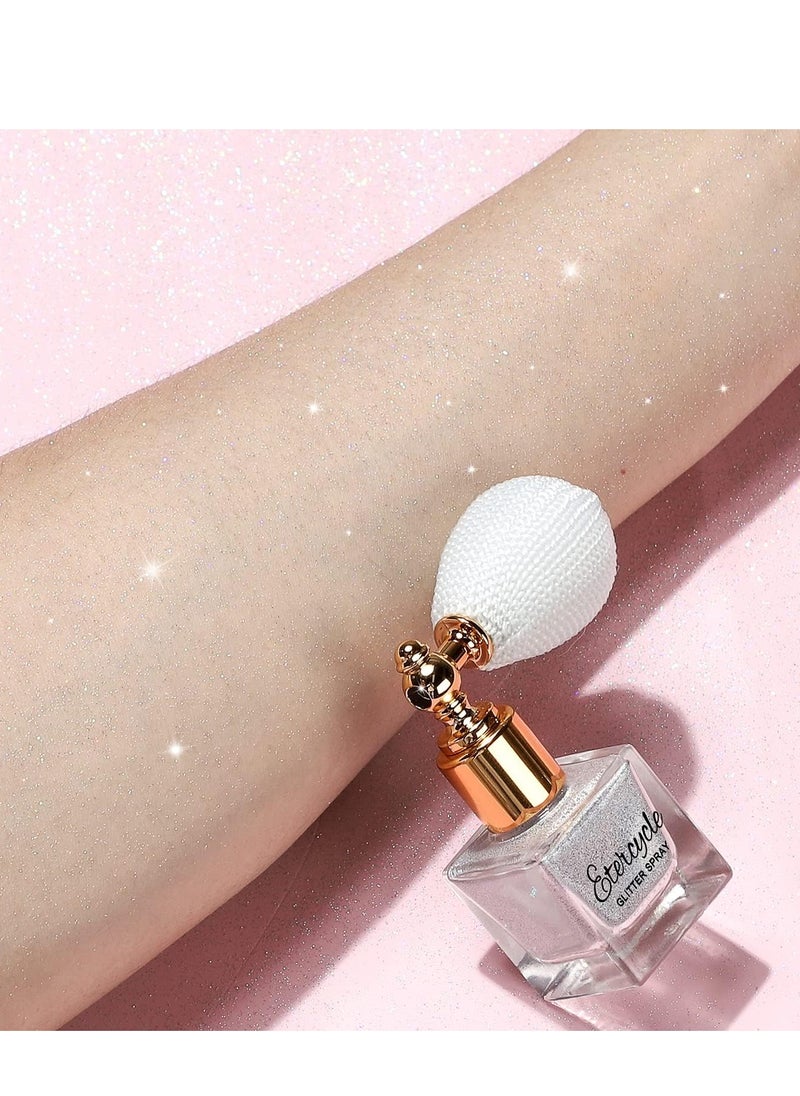 Etercycle White Body Glitter Spray, Shimmering Spray Powder Sparkle Powder, Cosmetic Shimmer Makeup Glitter for Hair and Body Face Clothes Nail Art Craft Design Easter Christmas Halloween Crafts