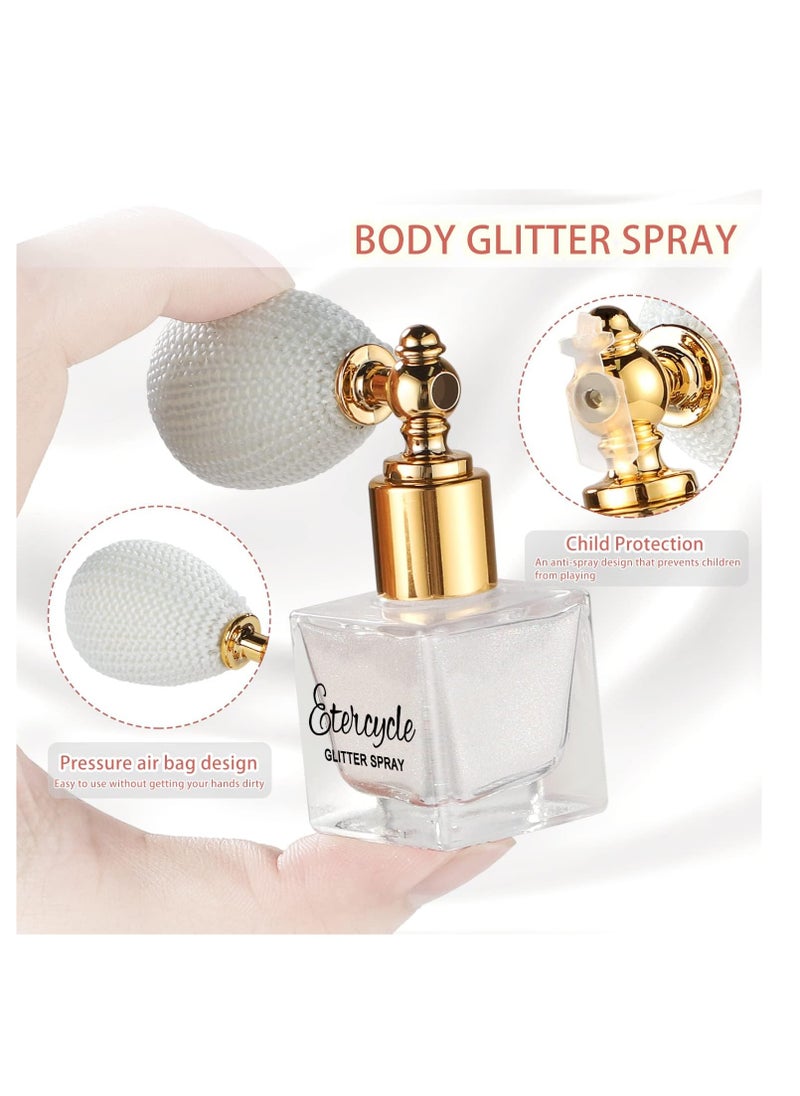 Etercycle White Body Glitter Spray, Shimmering Spray Powder Sparkle Powder, Cosmetic Shimmer Makeup Glitter for Hair and Body Face Clothes Nail Art Craft Design Easter Christmas Halloween Crafts