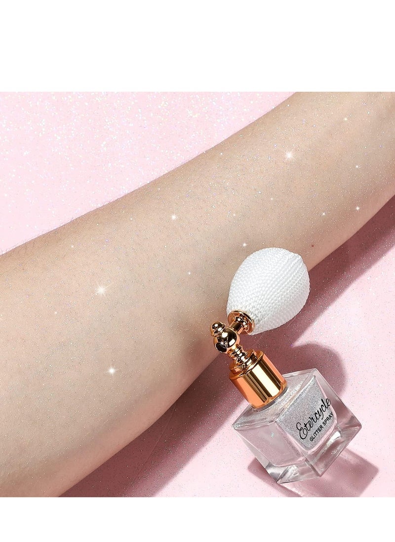 Etercycle White Body Glitter Spray, Shimmering Spray Powder Sparkle Powder, Cosmetic Shimmer Makeup Glitter for Hair and Body Face Clothes Nail Art Craft Design Easter Christmas Halloween Crafts