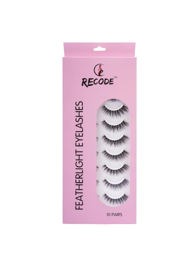 RE05 Featherlight Eyelashes-Transparent Band,Pack of 10