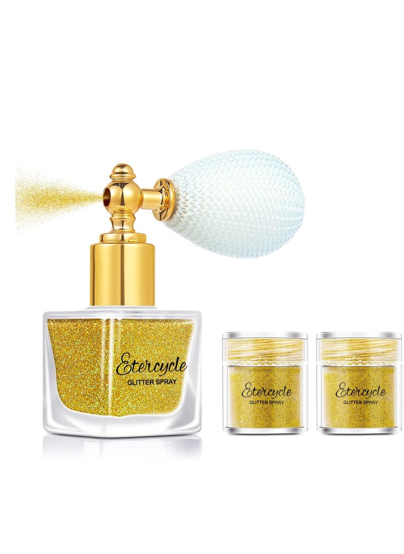 Etercycle Gold Body Glitter Spray, Shimmering Spray Powder Sparkle Powder, Cosmetic Shimmer Makeup Glitter for Hair and Body Face Clothes Nail Art Craft Design Easter Christmas Halloween Crafts