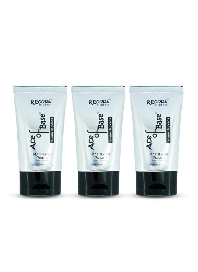 Ace of Base Mattifying Primer for Face Makeup 30ml Blurs Fine Lines Wrinkles Pores Suitable for Oily and Dry Skin pack of 3