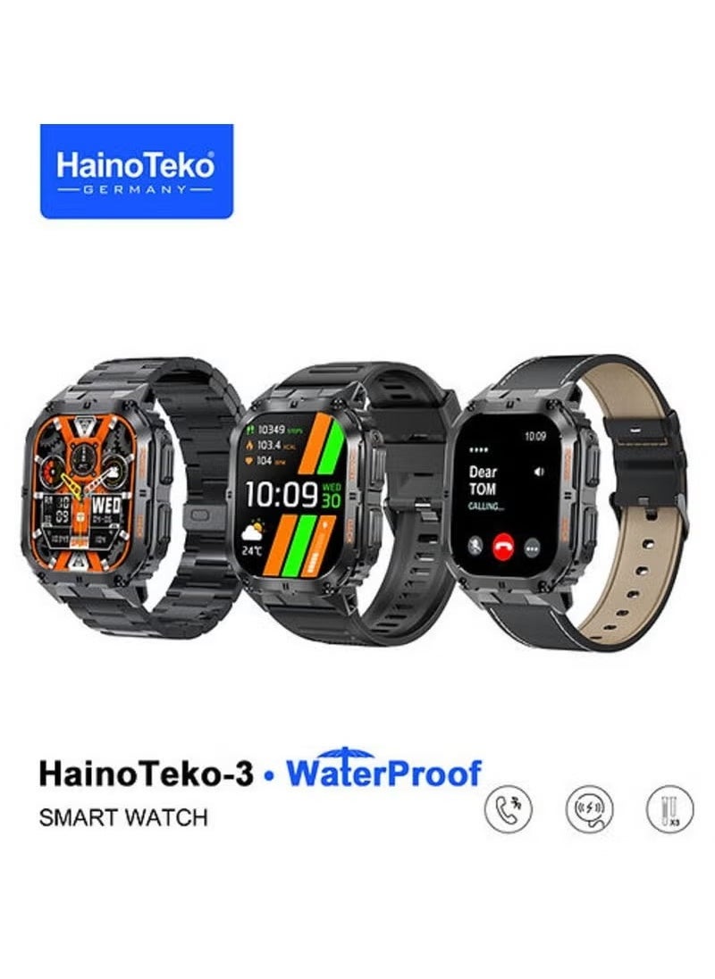 Smartwatch with 3 Pairs of Interchangeable Straps – Fitness Tracker, Heart Rate Monitor, Sleep Tracker, Waterproof, Touchscreen Display – Stylish Wearable for Men & Women