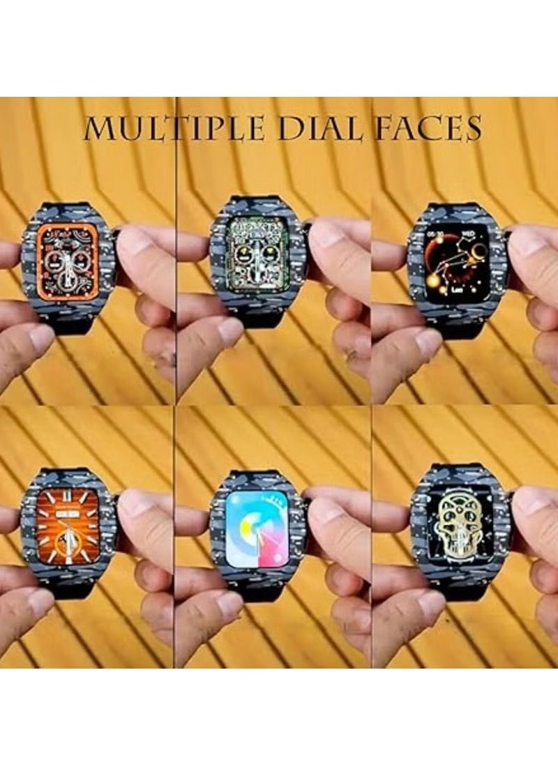 Telzeal TC6 Richard Camo Watch – Rugged Black Timepiece with 3 Interchangeable Straps, Protective Case & Wireless Charging – Sleek, Tough & Versatile for Men and Teens