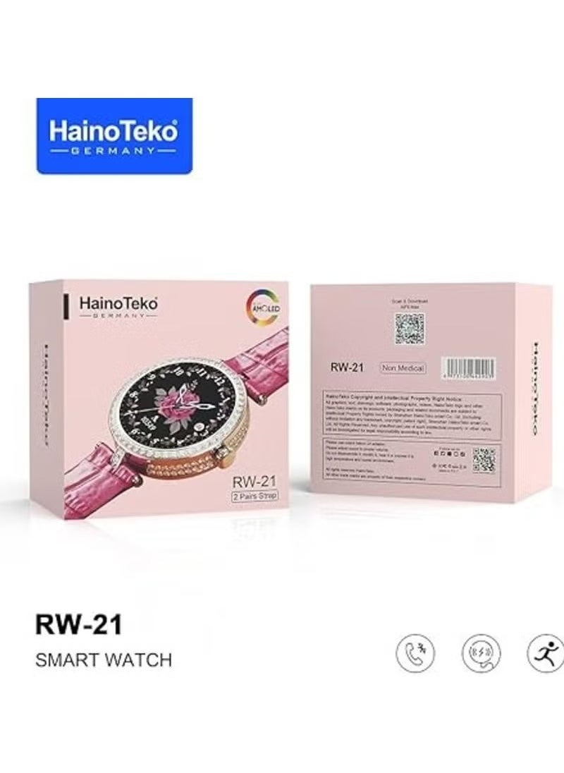 Haino Teko Germany RW-21 Stylish Smart Watch for Women & Girls – Bluetooth Calling, Fitness Tracker, Heart Rate Monitor, Waterproof, Touchscreen, iOS & Android Compatible