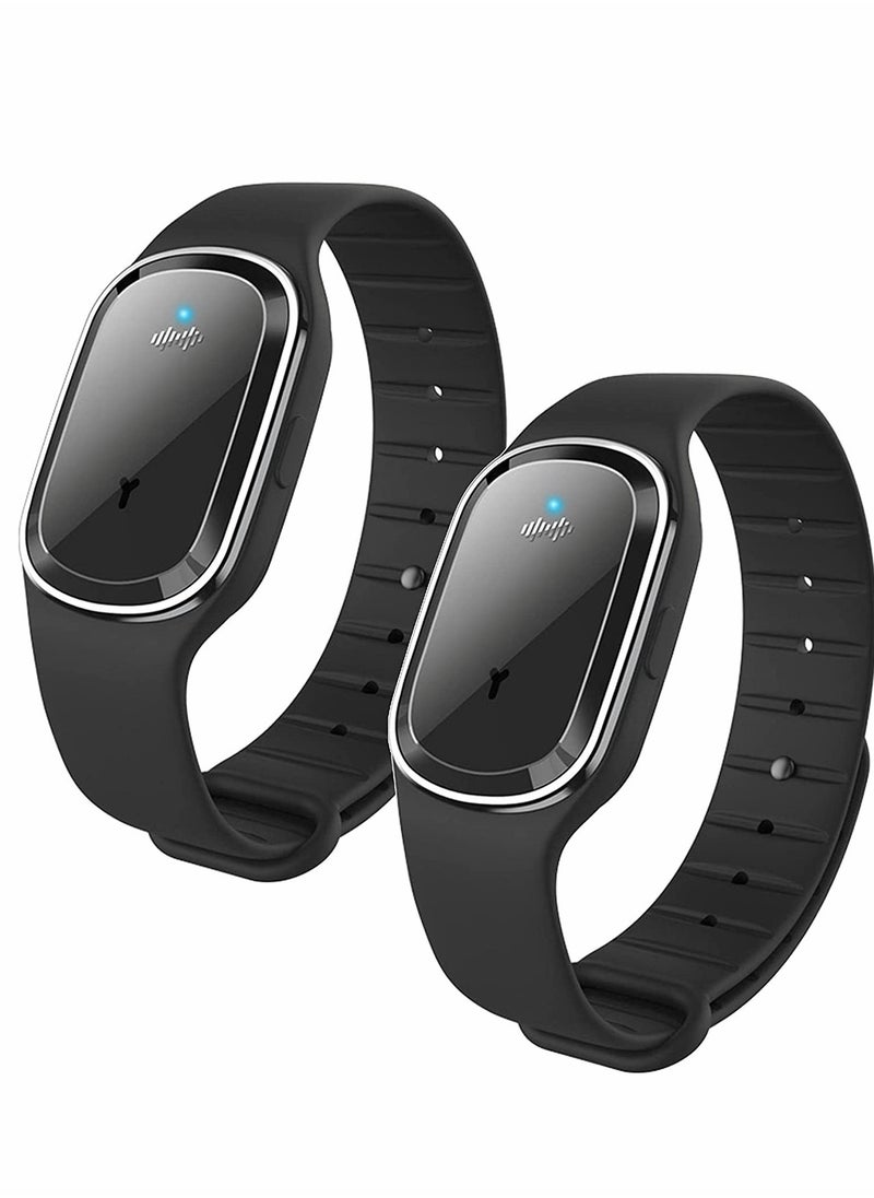 Ultrasonic Mosquito Repellent Watch USB Charging Waterproof Smart Bracelet for Indoor and Outdoor Use M1 Black