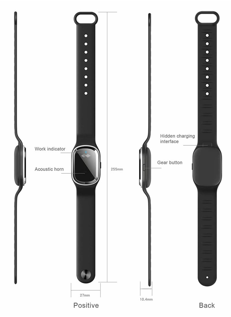 Ultrasonic Mosquito Repellent Watch USB Charging Waterproof Smart Bracelet for Indoor and Outdoor Use M1 Black