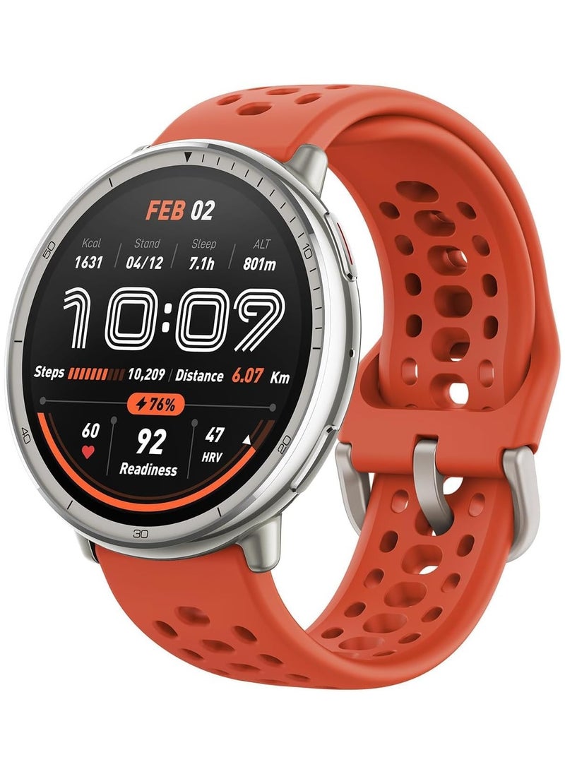 Active 2 Smart Watch 44mm GPS Maps with Direction Fitness Tracker 10 Day Battery Sleep Monitor 160+ Sport Modes Water Resistant for Android & Apple iPhone Red Silicone