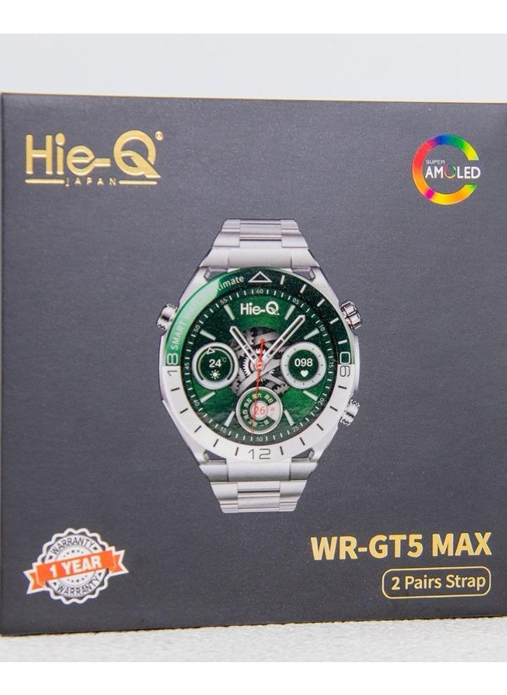 Hie-Q WR-GT5 MAX Smartwatch with 2 Straps, Super AMOLED Display, Fitness Tracker, 1-Year Warranty