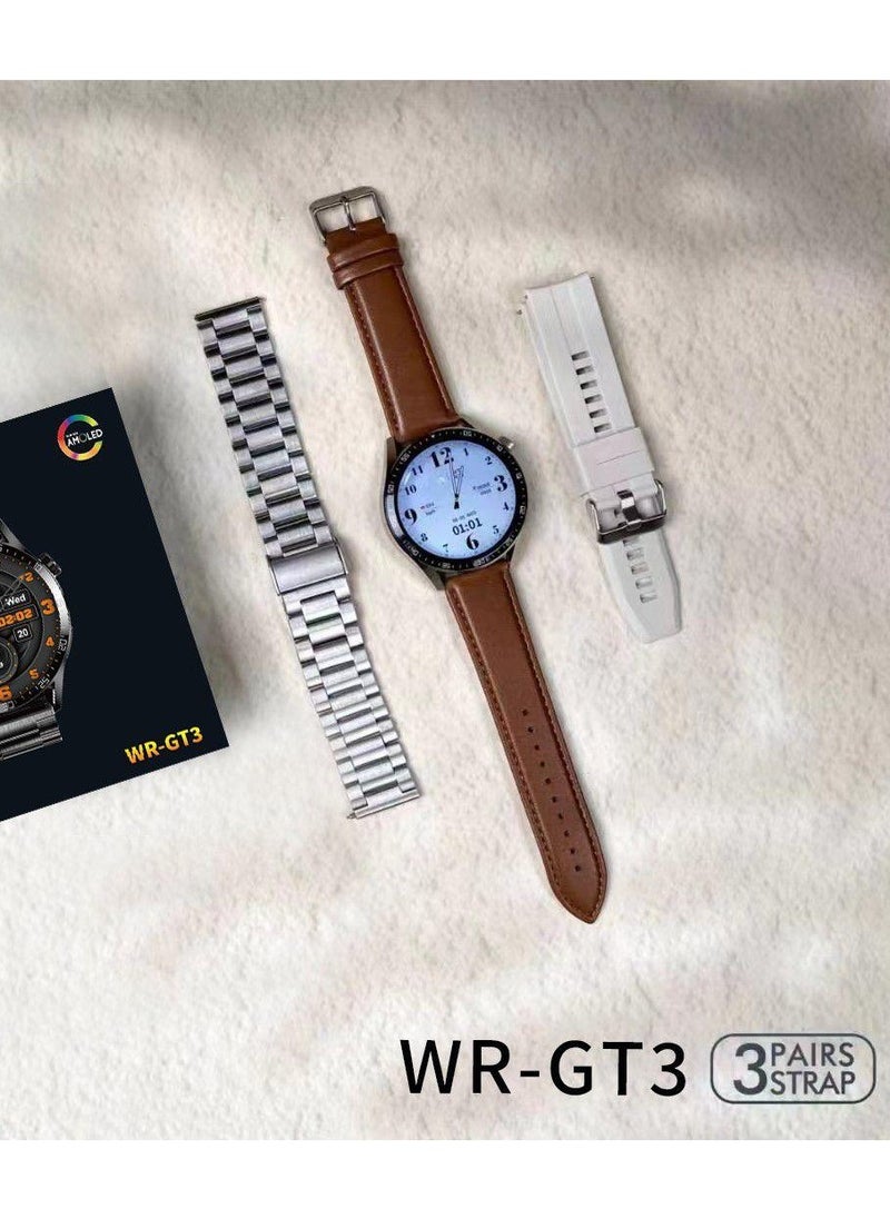 Hie-Q WR-GT3 Smartwatch with 3 Straps, IP67 Waterproof, Dynamic Island, Always-On Display, Fitness & Health Monitoring, Japanese Brand – Android & iOS Compatible