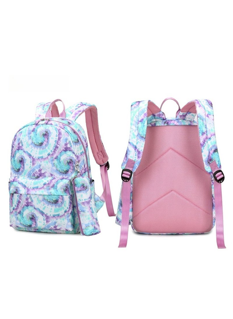Tie-dye Art Backpack For Boys and Girls, Printed Backpack For Junior and Senior High School Students, Large-capacity Schoolbag 30*42*14CM + Insulated Lunch Bag 25*17.5*9.5CM + Pencil Case 19*5*4CM Three-piece Set