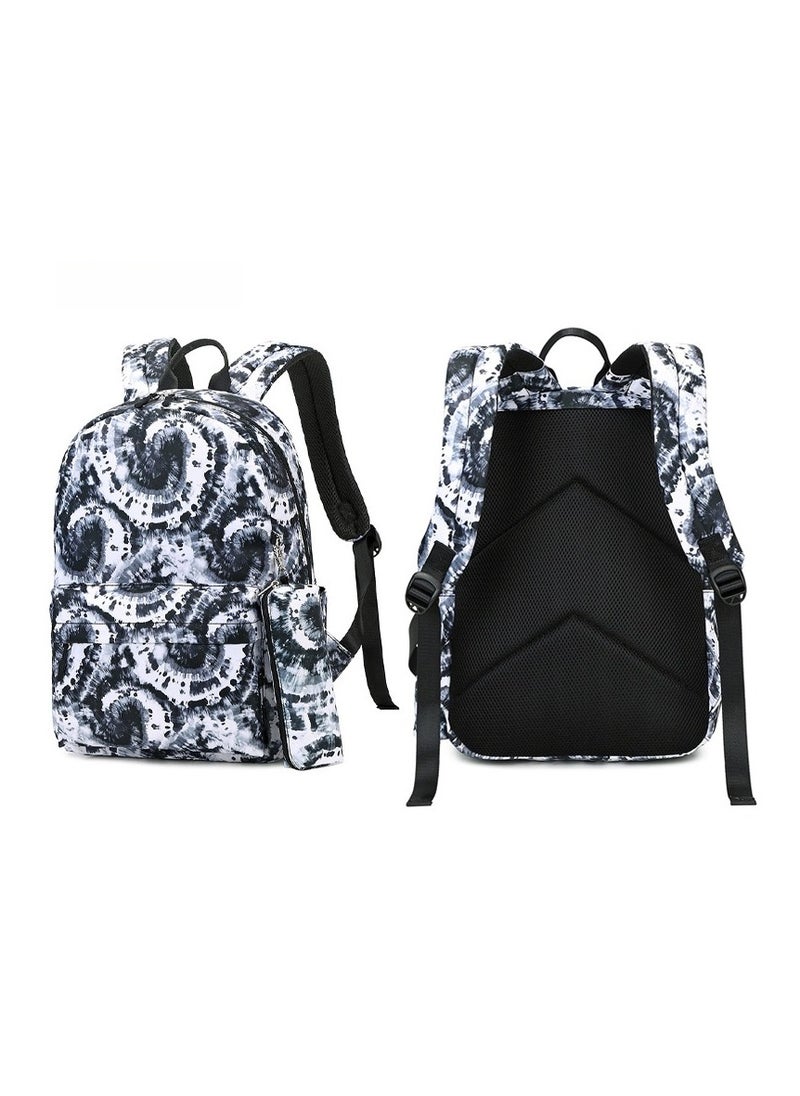 Tie-dye Art Backpack For Boys and Girls, Printed Backpack For Junior and Senior High School Students, Large-capacity Schoolbag 30*42*14CM + Insulated Lunch Bag 25*17.5*9.5CM + Pencil Case 19*5*4CM Three-piece Set