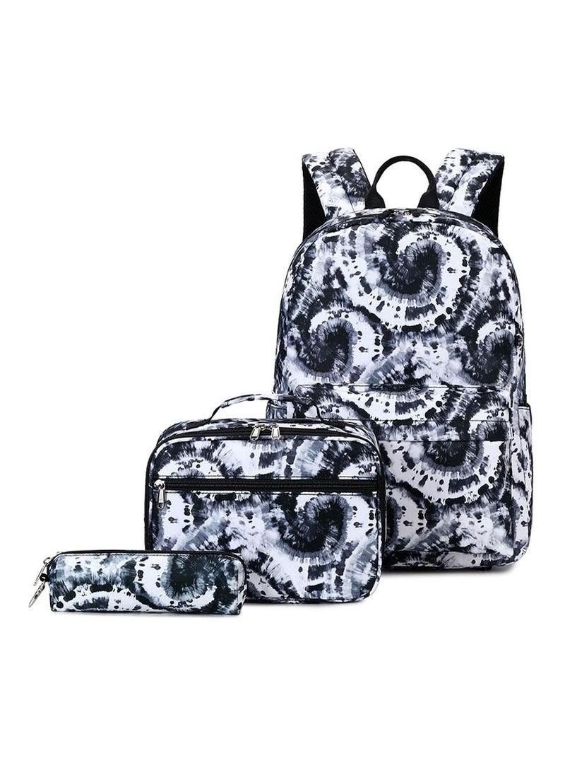Tie-dye Art Backpack For Boys and Girls, Printed Backpack For Junior and Senior High School Students, Large-capacity Schoolbag 30*42*14CM + Insulated Lunch Bag 25*17.5*9.5CM + Pencil Case 19*5*4CM Three-piece Set
