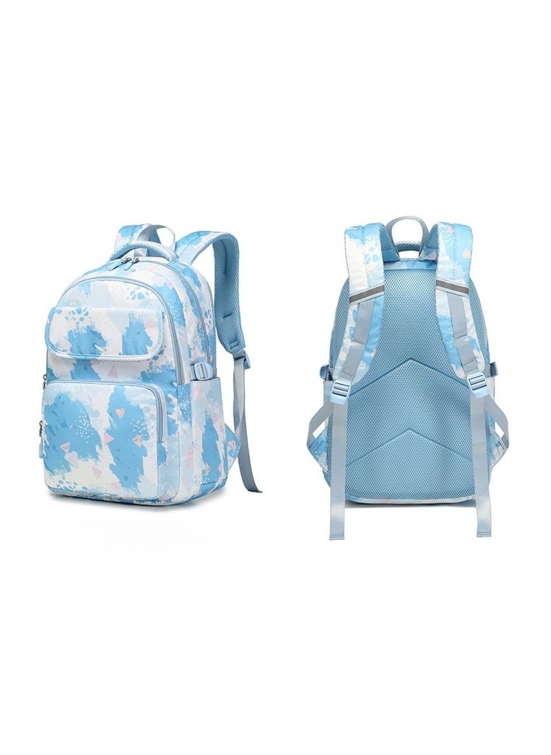Inkjet Painting Graffiti Backpack for Girls, Contrasting Color Printing, Elementary School Student Backpack, Lightweight Waterproof Backpack 33*43*20CM + Insulated Lunch Bag 25*18*10CM + Pencil Case 20*5*4CM Three-piece Set