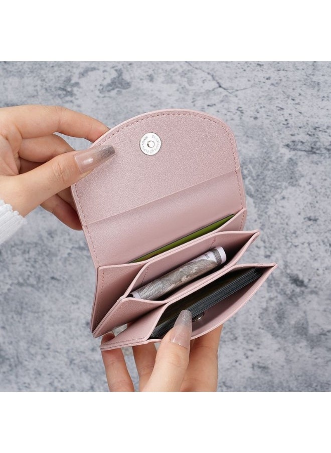 Korean ins Short Card Bag Portable Small Solid Color Simple Girl's new PU Leather Certificate Purse Wallet