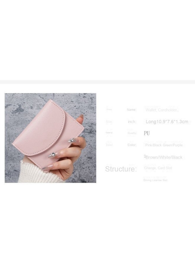 Korean ins Short Card Bag Portable Small Solid Color Simple Girl's new PU Leather Certificate Purse Wallet