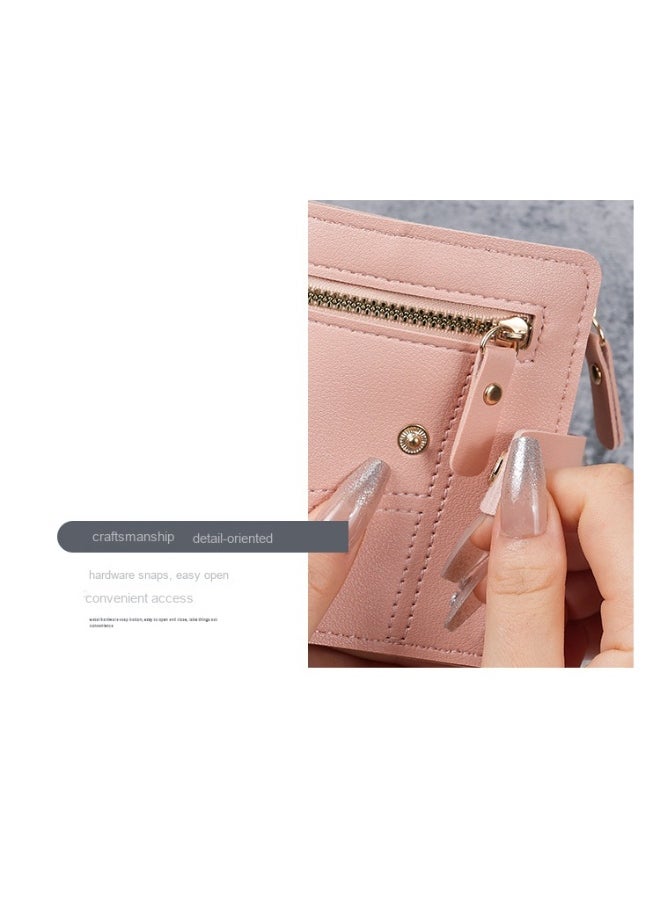 Ladies Purse Wallet PU Leather Short Women Wallet Card Holder Organiser Wallet Wristlet Clutch Wallet with Zipper Pocket Coin Purse Phone Wallet