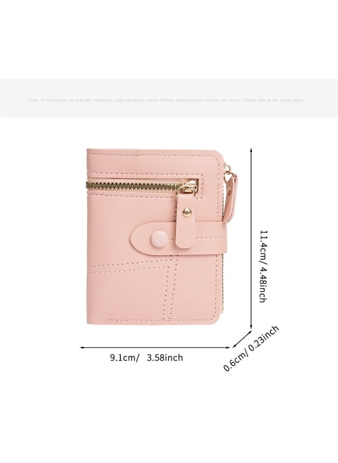 Ladies Purse Wallet PU Leather Short Women Wallet Card Holder Organiser Wallet Wristlet Clutch Wallet with Zipper Pocket Coin Purse Phone Wallet